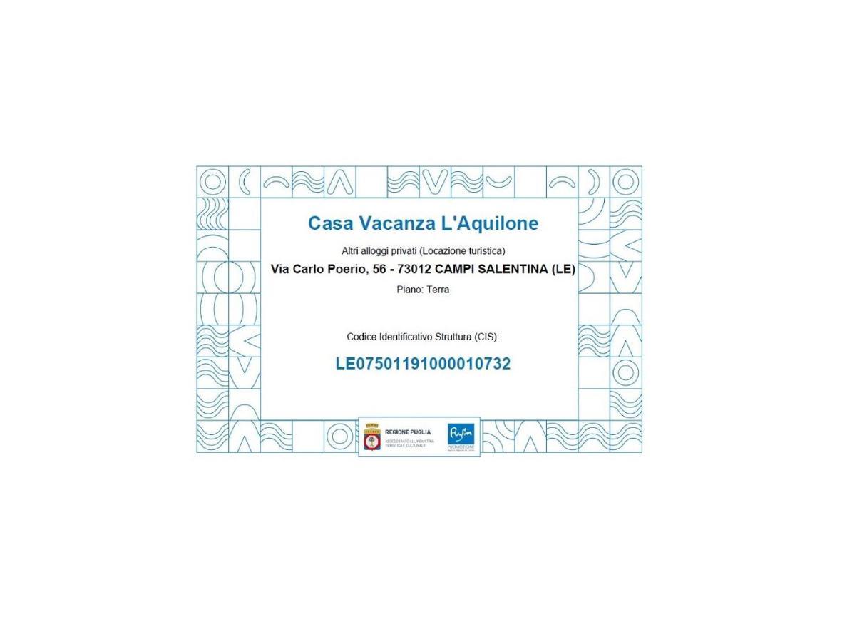 Casa Vacanza L'Aquilone Campi Salentina Eksteriør bilde